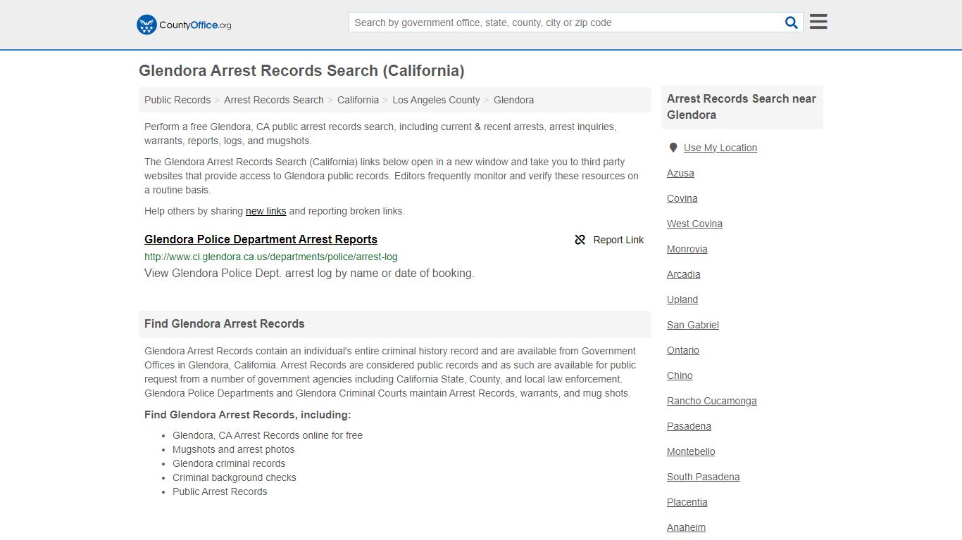 Arrest Records Search - Glendora, CA (Arrests & Mugshots)