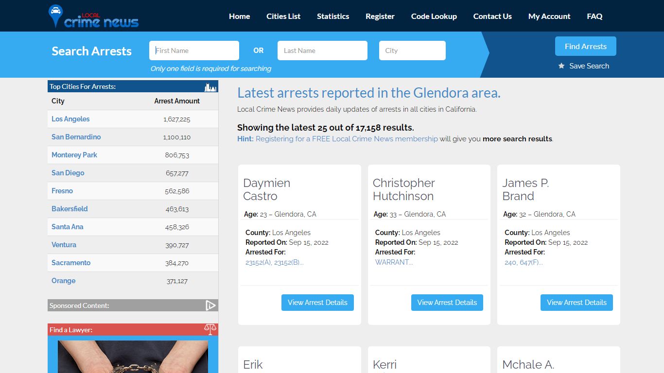 Glendora California Arrest Records | Local Crime News